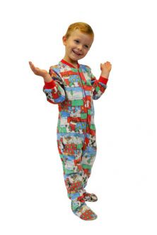 Infant/Toddler Winter Fun Christmas Fleece Print Onesie Footie Pajamas